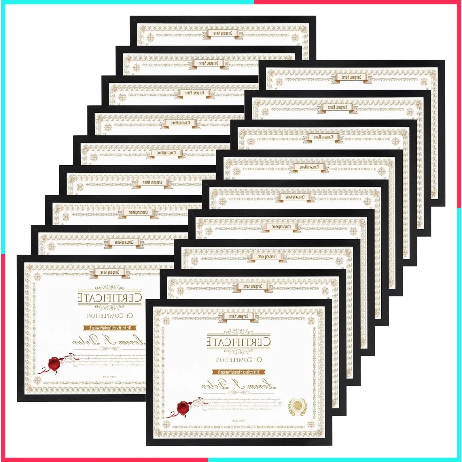 8.5x11 Black Picture Frame Set of 18 - Bulk Photo Frames for Documents, Certificates, Awards, Diplomas, Wall Hanging or Tabletop Display
