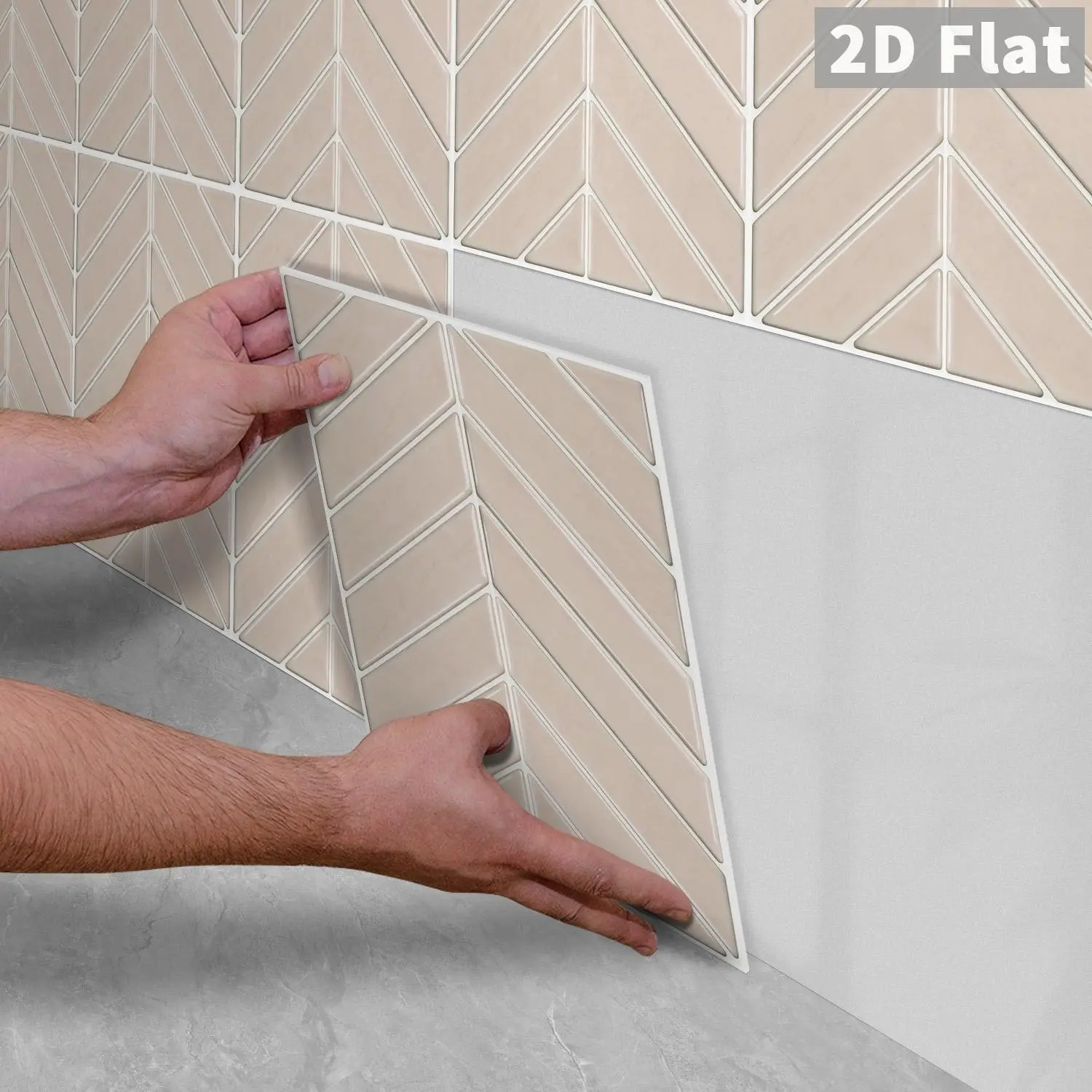10Pcs GST PE Crystal Foam Tile Stickers, Light Milk Tea Herringbone Self‑Adhesive Wall Tiles, Waterproof Oil‑Proof Shock‑Resistant Wear‑Resistant, for Bedroom Kitchen Bathroom School Office, Smooth Surfaces Home & Commercial Renovation