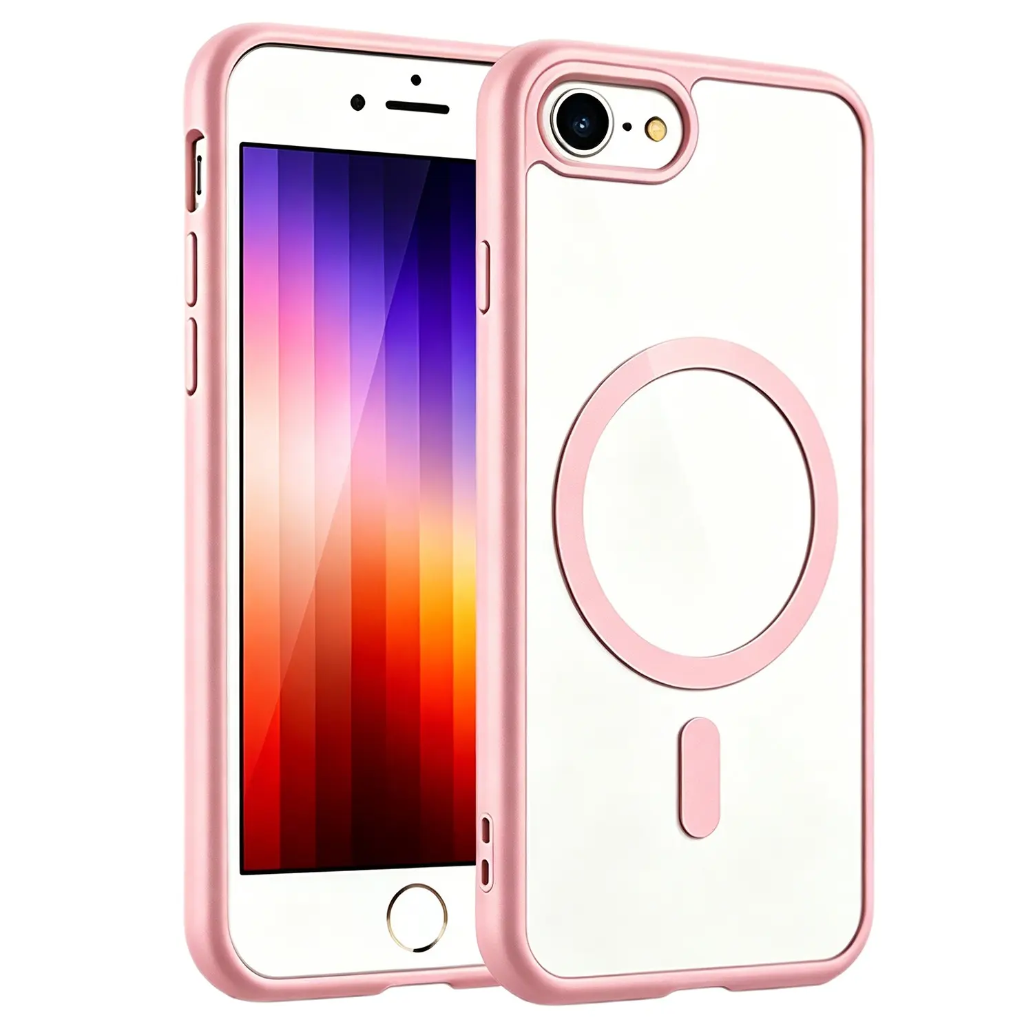 Luxury transparent magnetic shock resistant wireless charging phone protective casing Transparent Shockproof Shell for iPhone 7 8 SE2 SE3 7Plus 8Plus TPU Shell