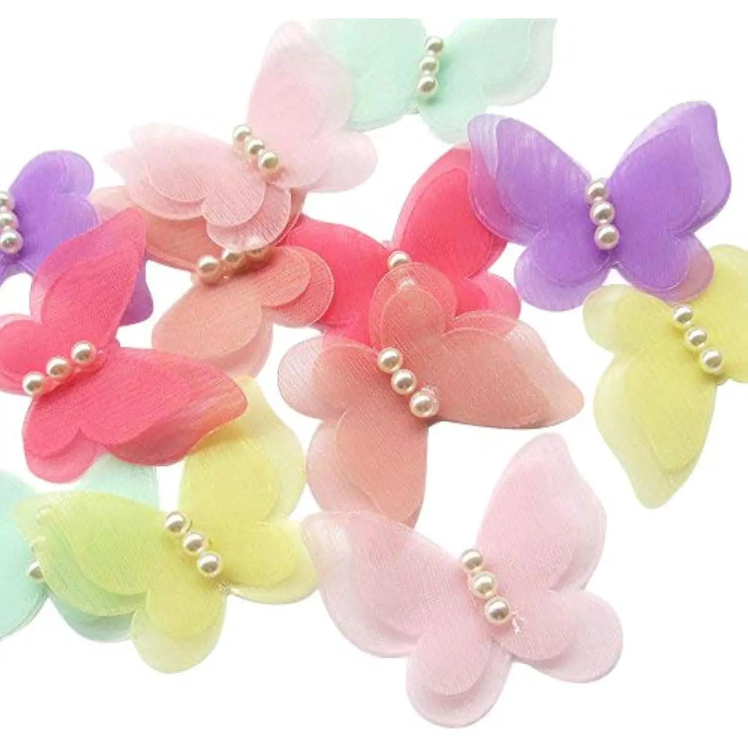 30 count Organza Ribbon  Bows Butterfly  Appliques Wedding Decor (Multi-Color)