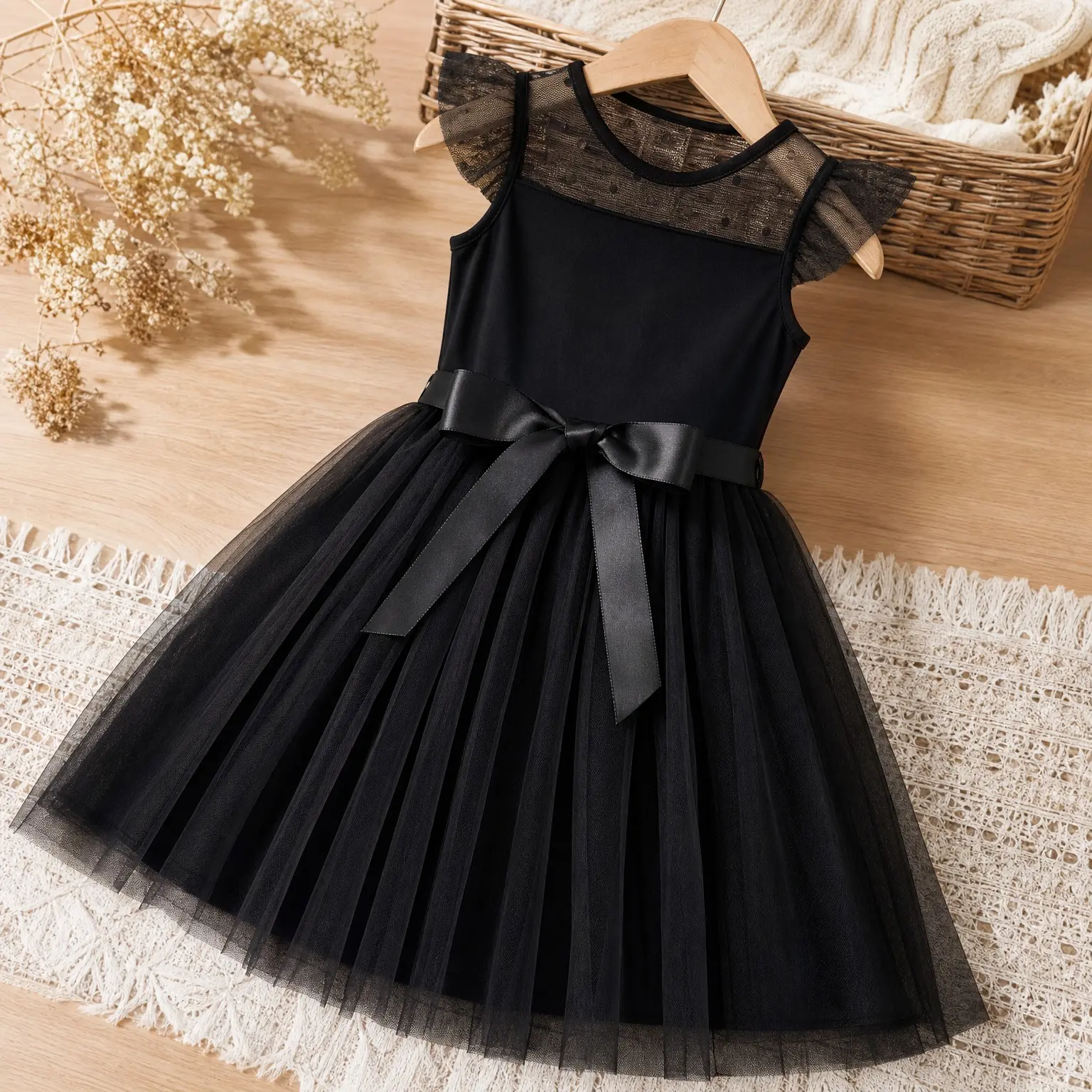 Toddler Girls Tutu Dress Summer Party Tulle Sundress with Belt(Gift)