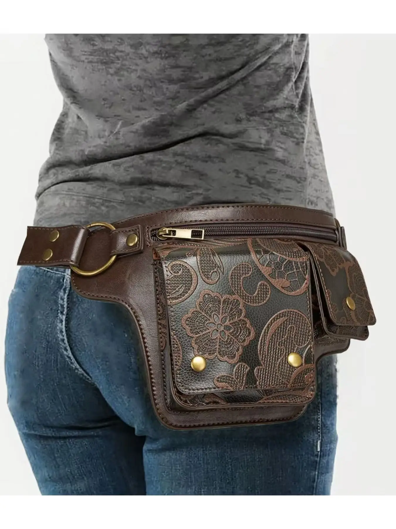 Vintage Motorcycle-Style Sports Waist Pack, Adjustable Crossbody Fanny Pack with Zipper, Unisex Retro Classic Belt Bag for Travel and Daily Use