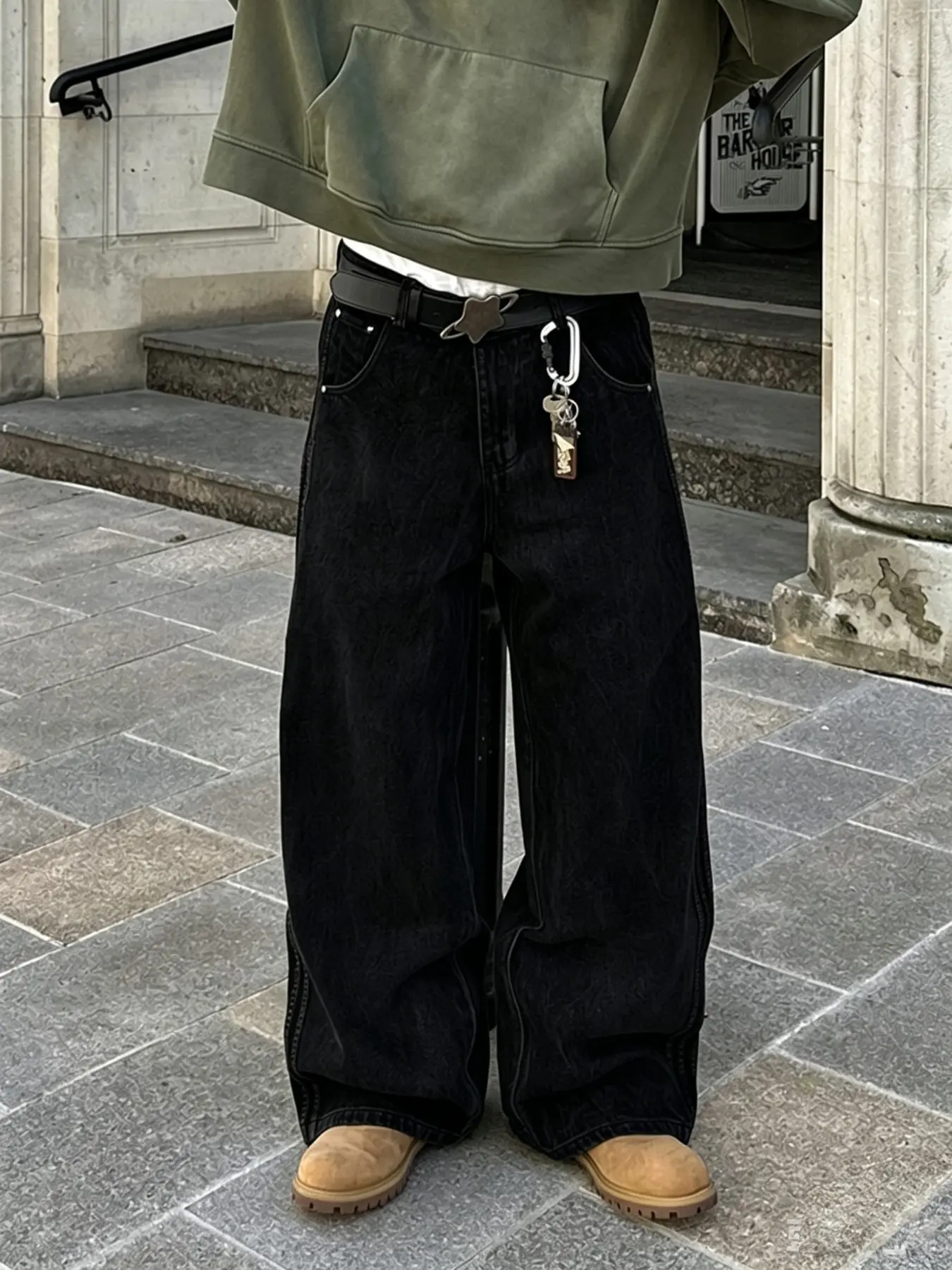 Men's Classic Loose Fit Side Stripe Jeans, Casual Versatile Denim, Stylish Straight Leg for Everyday Wear & Streetwear