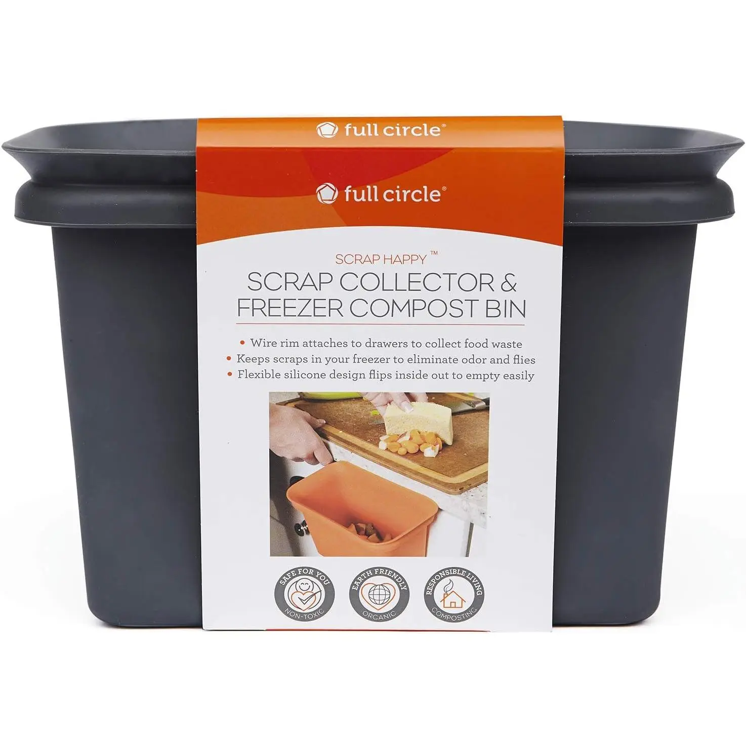 Food Scrap Collector and Freezer Compost Bin - Hanging Kitchen Countertop Bin for Fruit and Vegetable Waste, Fits in Freezers, Slate