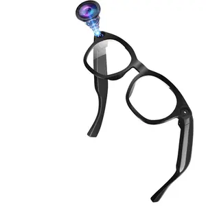 Smart Glasses with 8MP Camera, 4G Memory Build-in(No TF Card Need), Video Recording, Build-in Mic & Speakers, Bluetooth Calling, AI Real Time Translation, WiFi Transfer, Type C Charging Support, 2 Lenses Total (Transparent +Black)