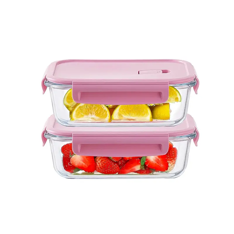 2pcs Pink Food Storage Containers with Lids Airtight Leakproof Stackable For Adult Lunch Oven Freezer Dishwasher Safe