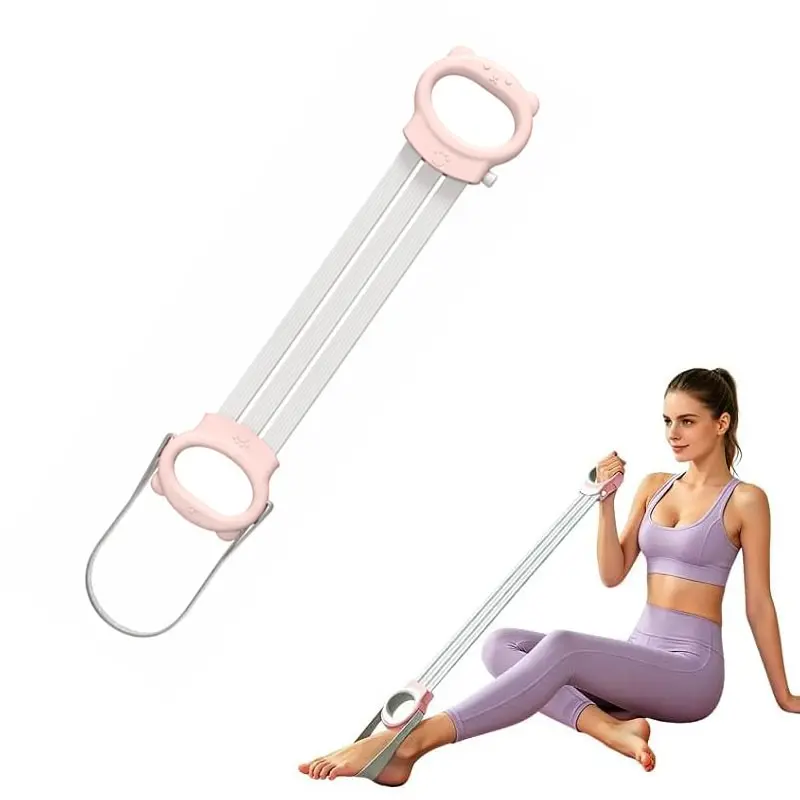 Adjustable figure-eight resistance band with 3 levels, soft silicone handles with foot pedals, portable home fitness stretching band, suitable for shoulder, back, arm, and leg exercises and women's body shaping.