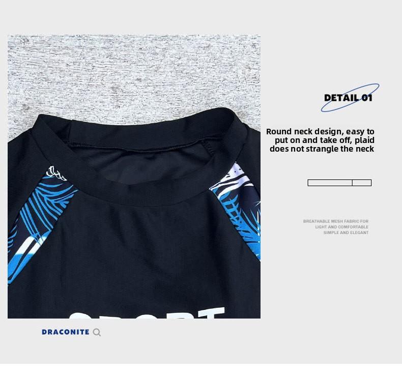 Men's 2-Piece Rash Guard Set - UPF 50+ Quick-Dry Swim Shirt & Shorts, Water Sports Outfit for Surfing, Snorkeling & Beach Wetsuit Long