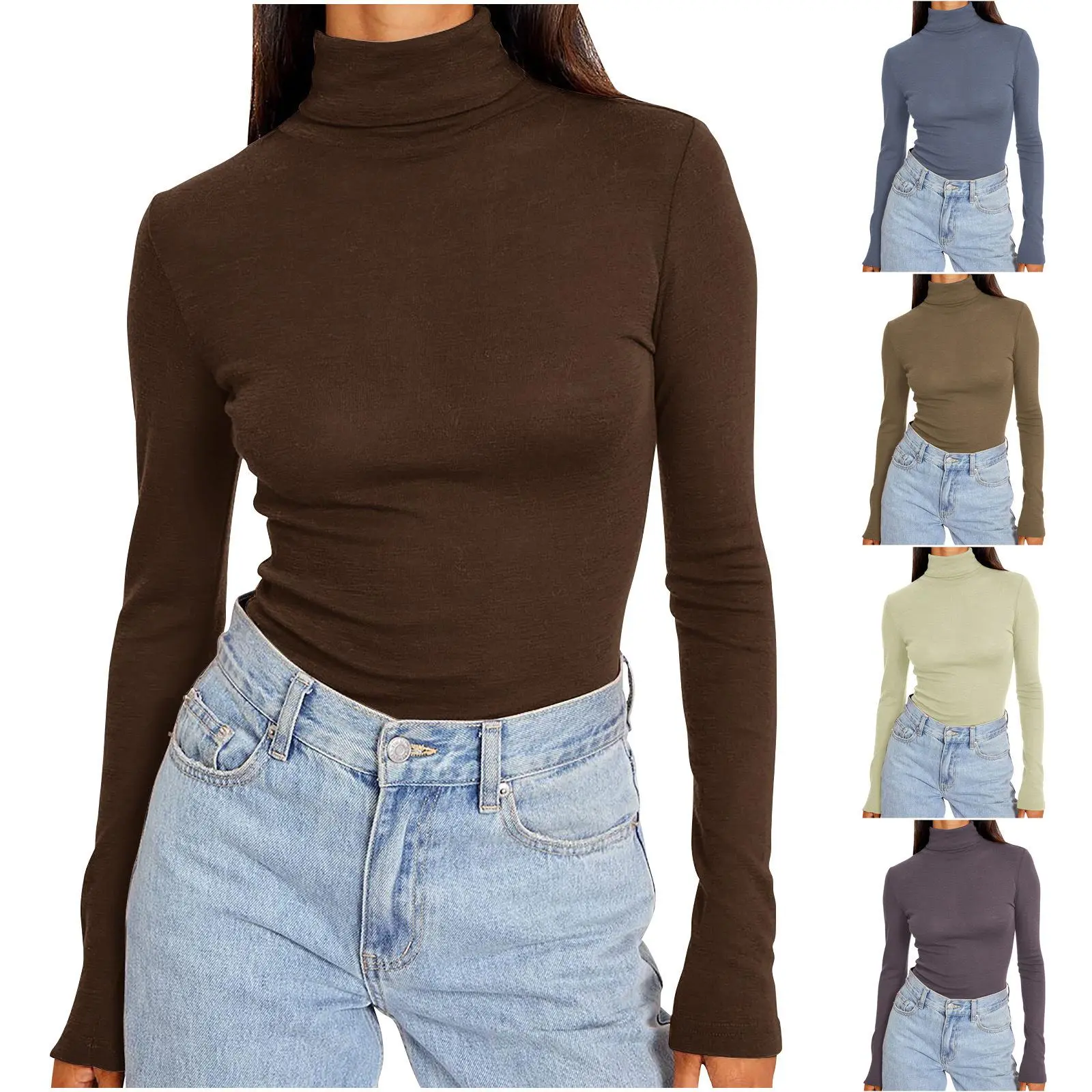 2025 Autumn/Winter New Style Half-High Neck Facial Mask Shirt Women's Innerwear Slim Fit Versatile Base Layer Top