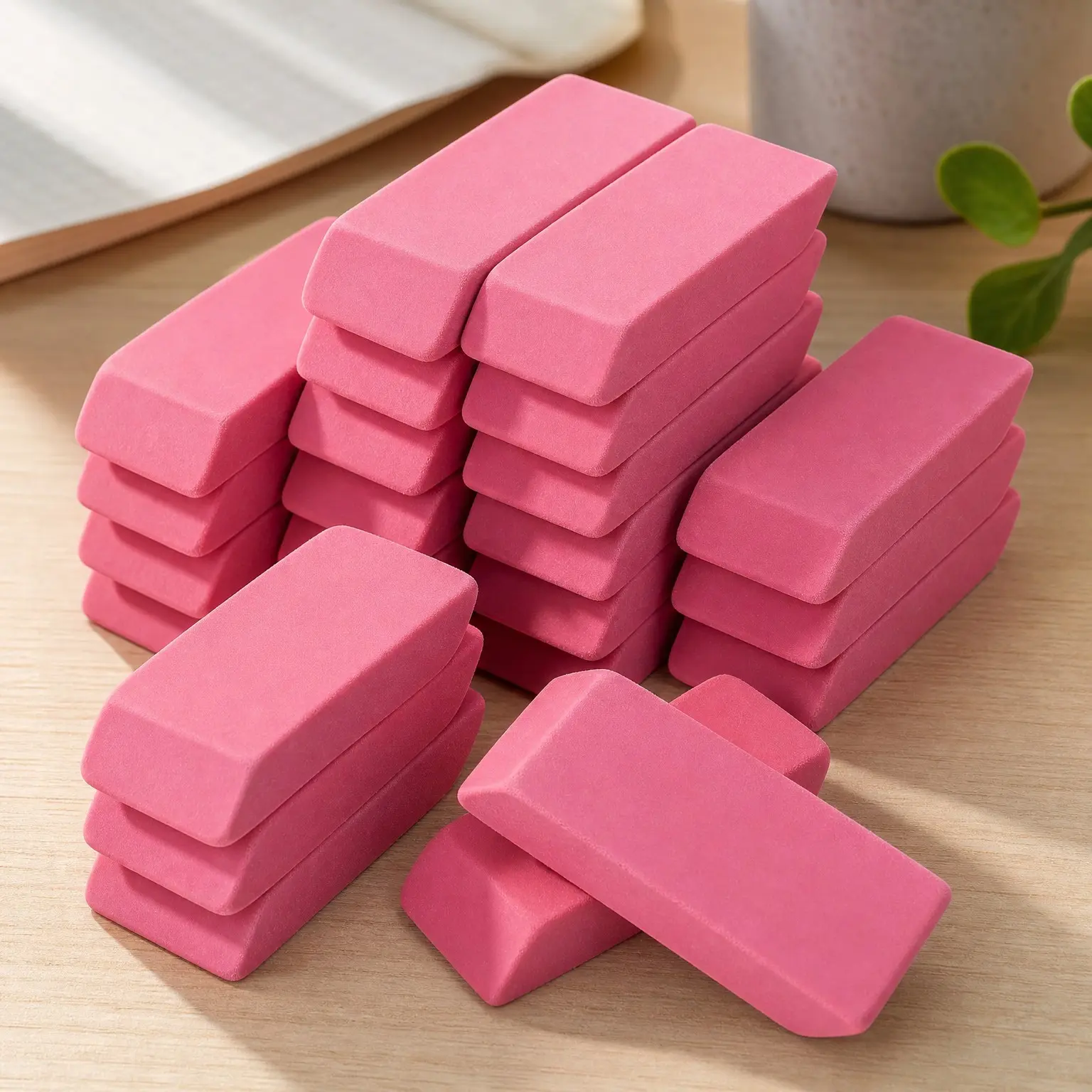 Pink Pencil Eraser Bulk, 24 Pack, Large Latex Free Block Erasers for School, Office, Art Sketching, Homework, Exams, Clean Smudge-Free Correction