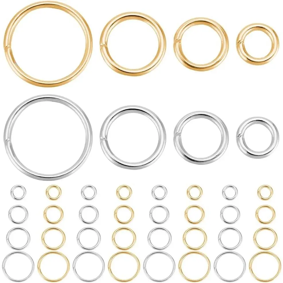 600Pcs 4/5/6/8mm Open Jump Rings 18K Gold & 925 Sterling Silver Plated 304 Stainless Steel Jump Ring Connector Links for Jewelry Making DIY Crafts Accessories