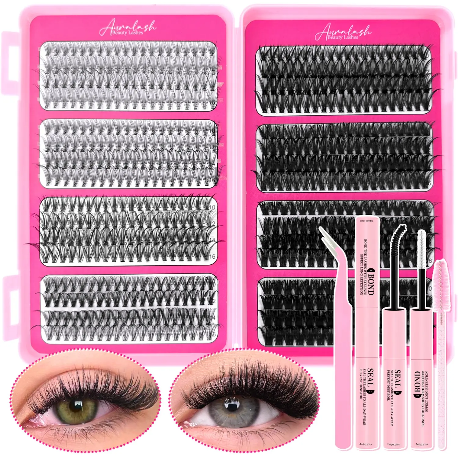 D Lash Cluster False Eyelashes 10D-100D, Natural Voluminous Look, High-Quality DIY Self-Application, Comfortable & Reusable, Easy for Beginners