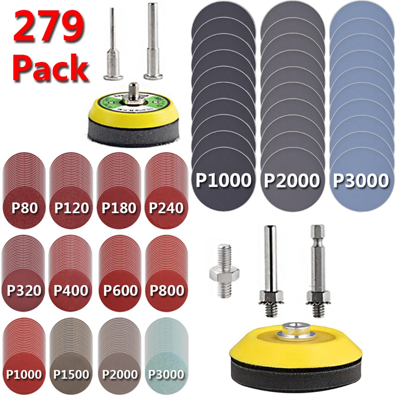 2/3 Inch Versatile Sanding Discs Pad Pack, Sanding Pads with 1/8" & 1/4" Shank Backer Plate, Abrasive & Finishing Products for Drill Sanding Grinding Rotary Tools, Power Tools