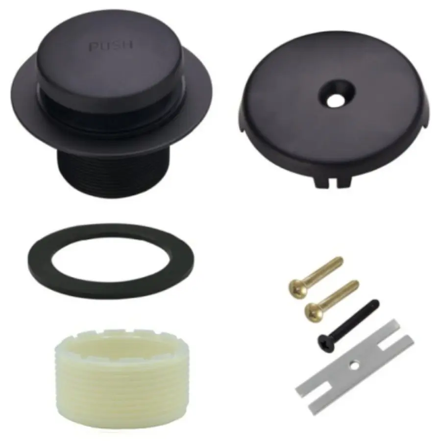 Single Hole Bathtub Overflow Drain Cover & Toe Kick Decor Kit - Black Modern Design, Easy Push-to-Open Mechanism, Durable Bath Tub Drain Protector with Precise Fit for 1-Hole Bathtubs, -Clog & Safe Drain Cover for Contemporary Bathrooms