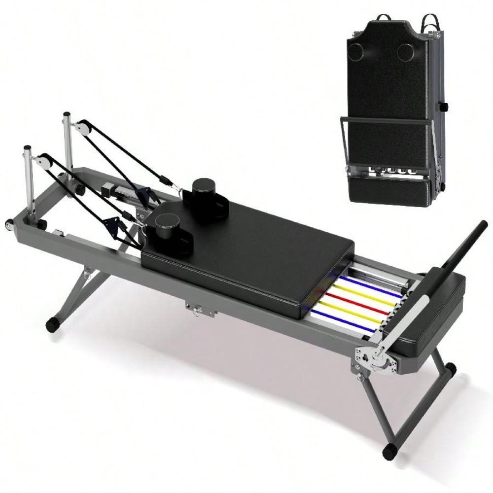Pilates Reformer Machine, Indoor Pilates Reformer With High Strength Alloy Springs, Foldable Pilates Reformer For Home Gym