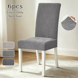 6PCS Soft Jacquard Dining Chair Cover Dining Chair Slipcover Solid Color Dustproof Elastic Chair Protective Cover Easy To Install Removable Seat Cover Suitable for Restaurants, Banquets, Offices and Hotels