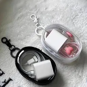 Clear Plastic Zipper Storage Pouch, Mini Keychain Case for Charger & Cable, Portable Organizer for Earphones, Multifunctional Bag for Travel & Daily Use