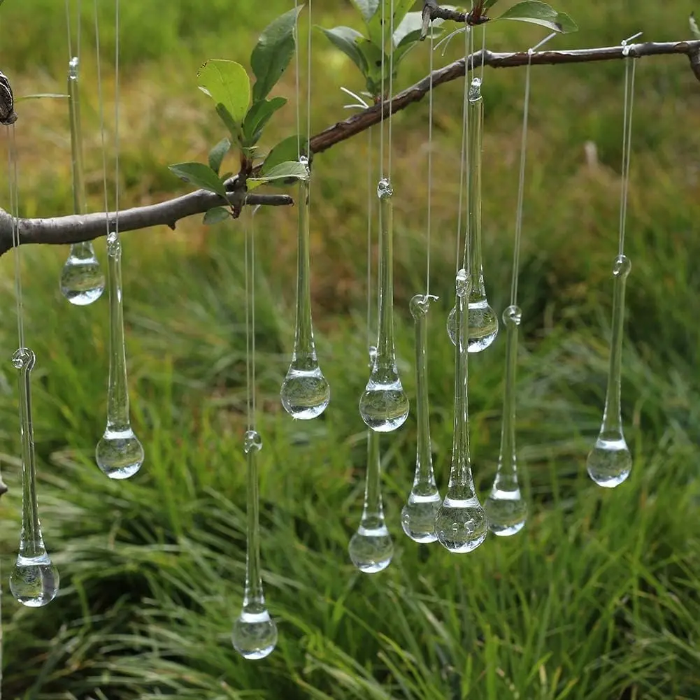 10 count 4" Christmas Glass Teardrop Ornaments - Chandelier Clear  Glass Raindrop Ornaments for Christmas Tree Decorations