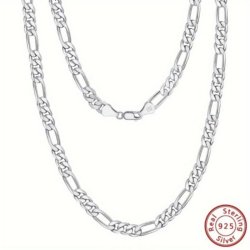 Hypoallergenic 925 Sterling Silver Figaro Necklace - Lead-Free, Nickel-Free, Mirror Polish - Italian Craft, Simple, Perfect for Valentine's Day, Graduation, and Anniversary Gifts