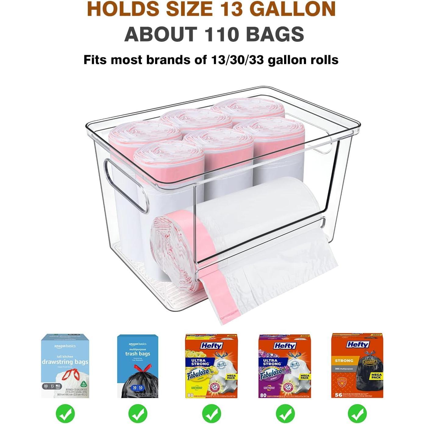 PLL Trash Bag Dispenser 2 Pack,  Garbage Bag Dispenser with  Top,  Trash Bag Holder Dispenser Under Sink for Kitchen, Pantry, Laundry Room, Cabinet Organizer and Storage