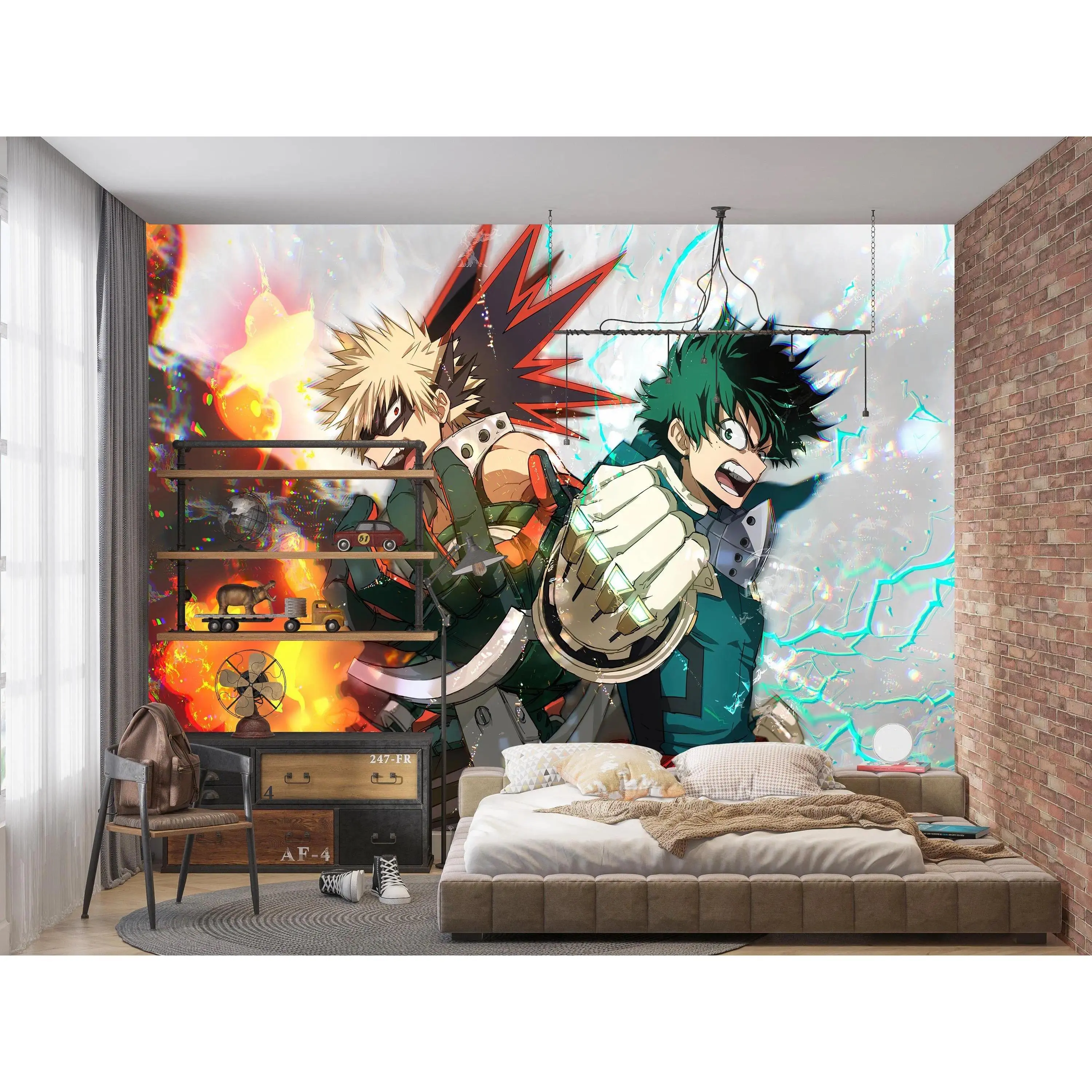 My Hero Academia Deku & Bakugo Photography Backdrop – Dynamic Anime Action Photo Booth Background for Cosplay & Otaku Events