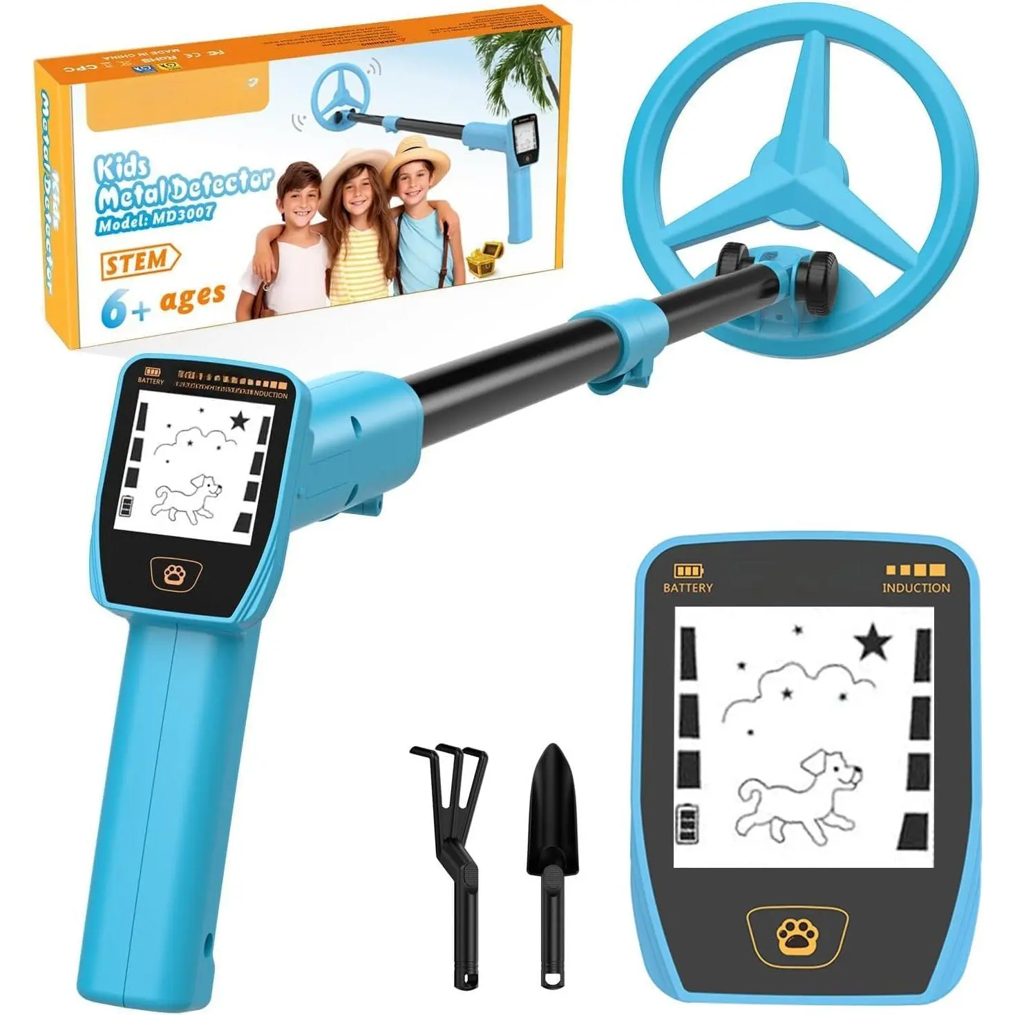 Metal Detector for  - Rechargeable  Metal Detector with LCD Display, Adjustable 23.6"-34.2" Metal Detector, 6.5"  Search Coil for Beach & Outdoor Exploration