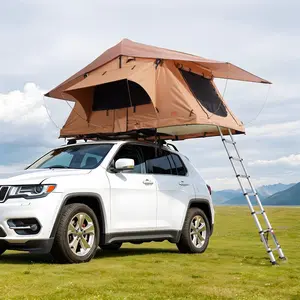 VEVOR Rooftop Tent Hard Shell, Naturnest Rooftop Tent Hardshell for 2 - 3 Person, Folding Hard Shell Roof Top Tent with Telescopic Ladder Mattress PVC Cover Bag, Waterproof for Jeep SUV Van Pickup Truck