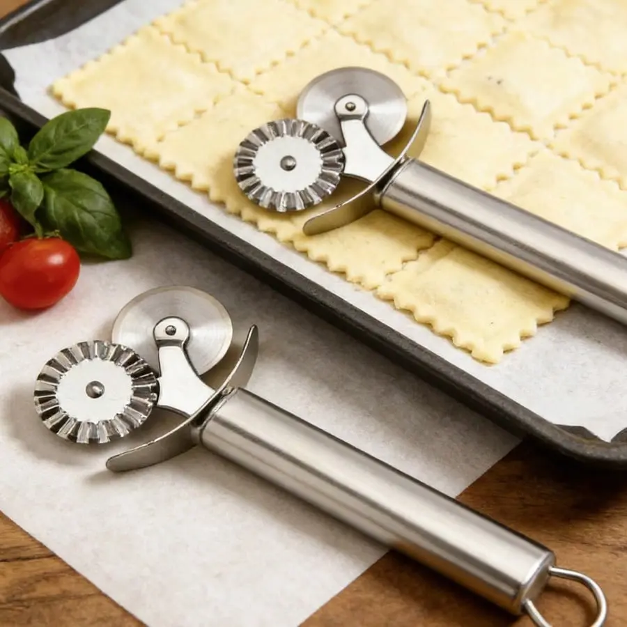 1/2 piece stainless steel dumpling and pastry wheel cutting machine - suitable for double wheel cutting of pasta, dough, pizza, etc Kitchen Utensil