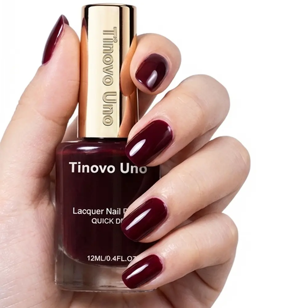 Tinovo Uno 12ml Burgundy Nail Polish No drying required, long-lasting wear, alcohol-free formula, nail art, adult nail polish