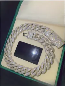 Chilled luxury hip hop 22mm bubble rotatable button head fashion jewelry chilled custom D color VVS diamond Cuban chain, heavy industry ice diamond style, rapper same accessories, street trend style Chunky chain jewelry