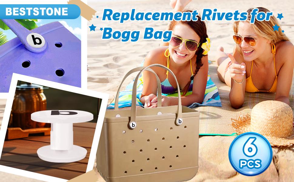 6-Pack Replacement Rivets for Bogg Bag, Rivets for Beach Tote Bag Repair, Rubber Bag Accessories for Women(b White)