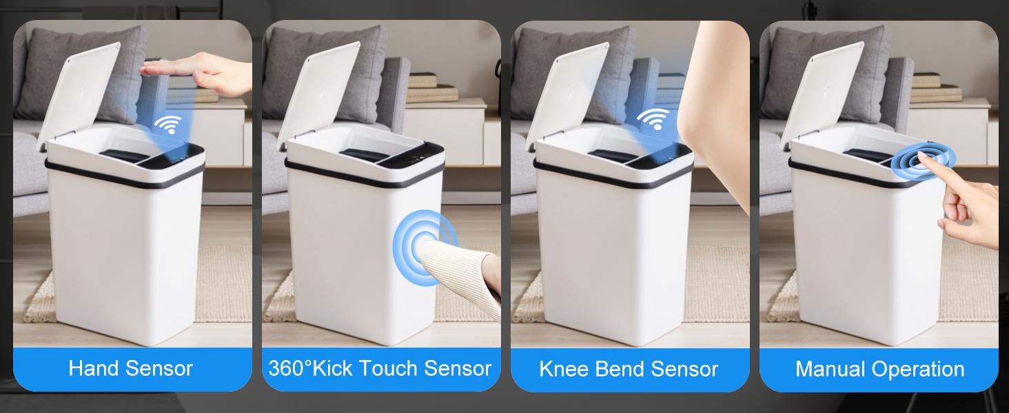 2 Pack 2.2 Gallon Bathroom Automatic Trash Can Touchless Smart Motion Sensor Garbage Can with Lids Small Narrow Electric Garbage Bin for Bedroom Living Room Office 2 Pack 2.2 Gallon Bathroom Automatic Trash Can Touchless Smart Motion Sensor Garbage Can with Lids Small Narrow Electric Garbage Bin for Bedroom Living Room Office