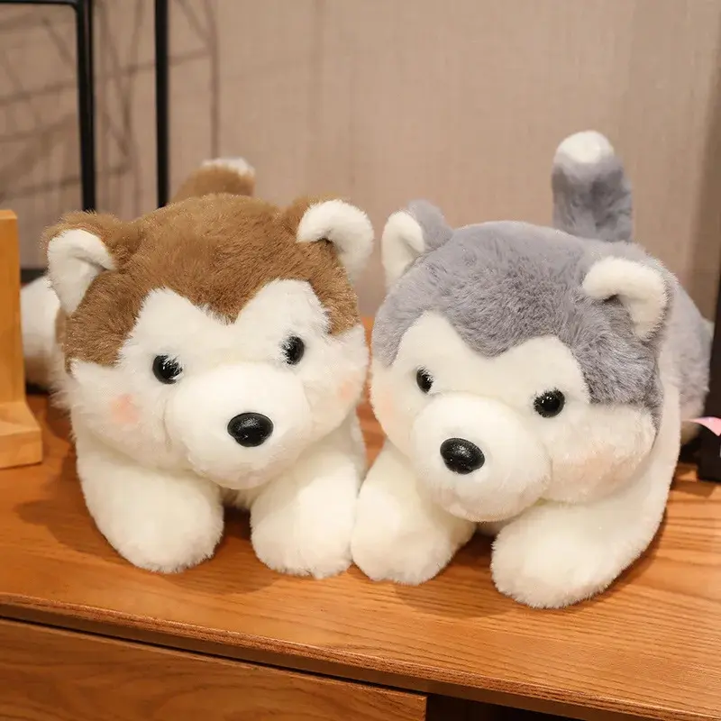 100% New High-Quality Lying Brown Husky Plush Stuffed Toy, 30/40cm Fluffy Fabric Soft Pillow Doll, Ideal Xmas Gift for Ages 14+, Plush Stuffed Toys, Tv & Movies