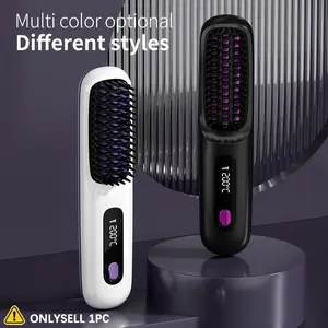 Portable&cordless straight hair comb, rapid heating, constant temperature anti-hot design, Intelligent LED digital display, USB charging, delicate and lightweight, suitable for home, travel, ideal gift for ladies, Professional styling tools