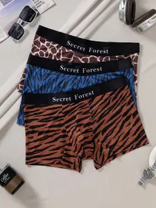 Three-Pack Men's Wild Python Pattern Ice Silk Summer Breathable Low-Waist Antibacterial Underwear, Trendy Youthful Design