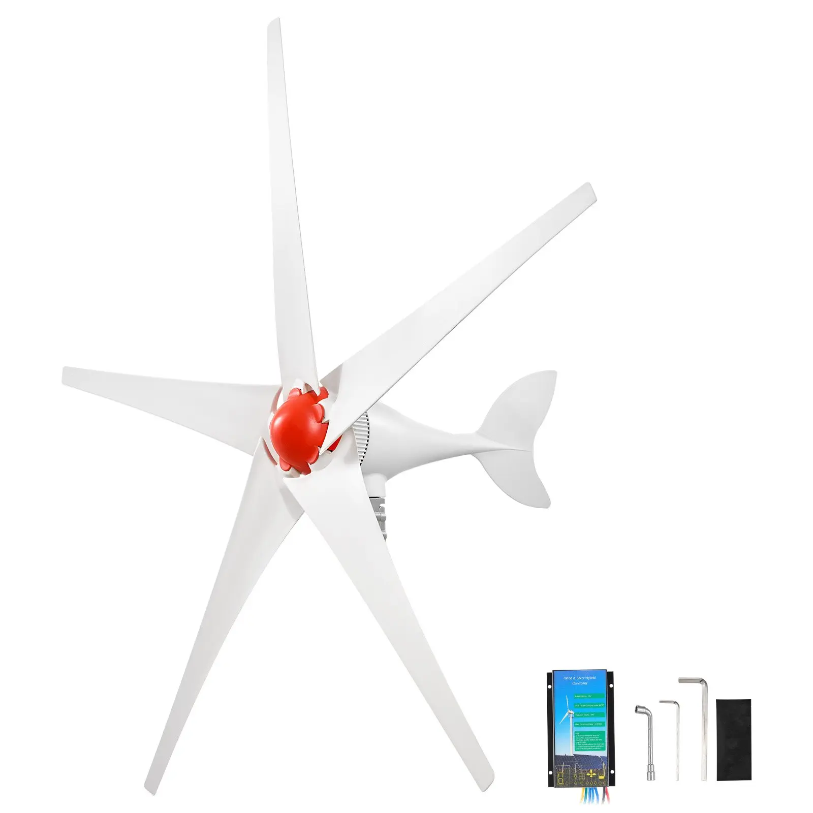 VEVOR 800W 12V Wind Turbine Generator, 5-Blade Wind Turbine Kit with Wind Solar Hybrid Controller, Efficient 3-Phase AC Permanent Wind Power Generator for RV Boat Home Farm (Tower Pole Not Included)