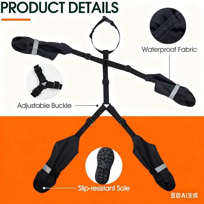 2025 NEW Dog Harness Boots - Large Dog Rain Boots with Leg Straps, Waterproof Winter Snow Pants & Non-Slip Reflective Paw Protectors for Walking and Hiking