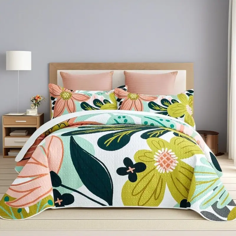 3-Piece Boho Floral Botanical Boho Rose Reversible Microfiber Comforter Set - Full/Queen (90"x96"), Wrinkle-Resistant, Breathable, Cooling, Durable All-Season Lightweight, 2 Pillow Shams for Bedroom Decor