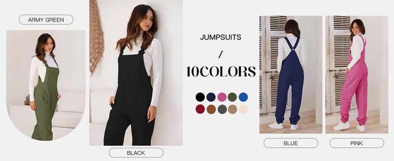 PiePieBuy Women's Warm Overalls Fleece Loose Winter Jumpsuit with Pockets Casual