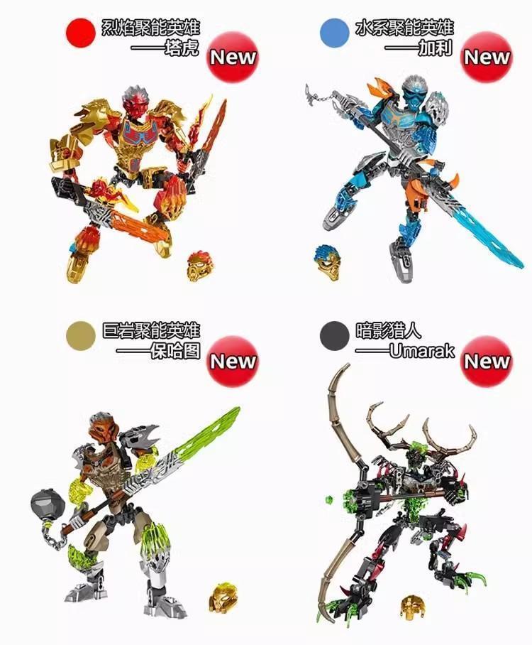 Bionicle Series Golden Mask Master Skull Warrior Building Blocks Hero Factory Fit Robot Bricks Toys For Boys Kids Christmas Gift