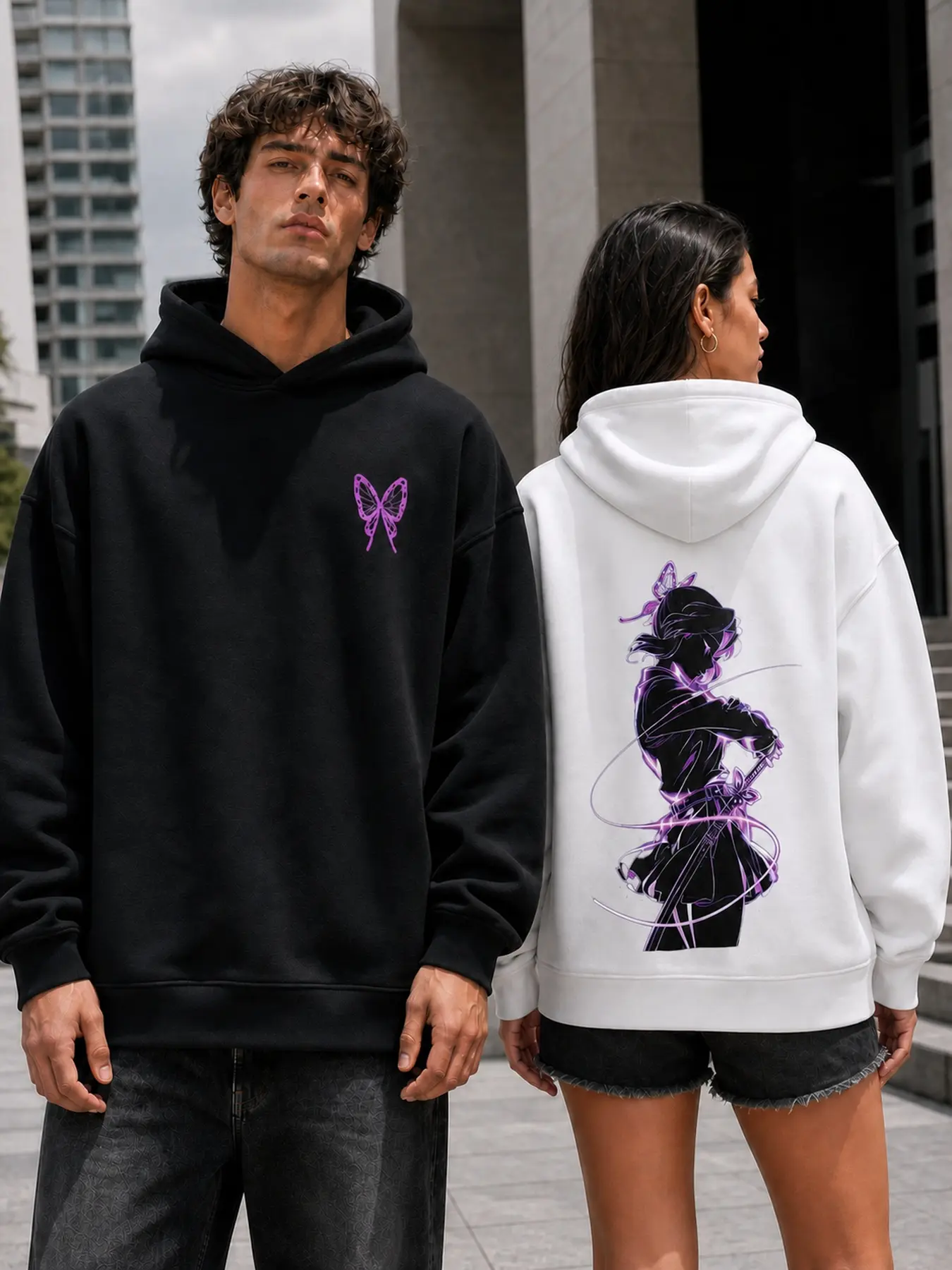 Purple Shadow Anime Character Retro Streetwear Design Crewneck Sweatshirt, Anime Oversized Pullover, Perfect Gift Cool Shirts, Graphic Oversized Heavyweight Fleece-Lined Sweatshirt and Hoodie for Men and Women, Workout Crewneck and Hoodie, Y2K Hoodie