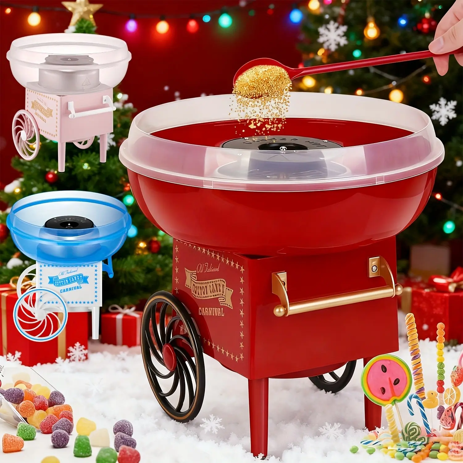 Cotton Candy Machine Kit, Mini Countertop Cotton Candy Maker Homemade Candy Sweets, Vintage Portable Candy Floss Maker For Birthday, Home, Party Gatherings, Gifts