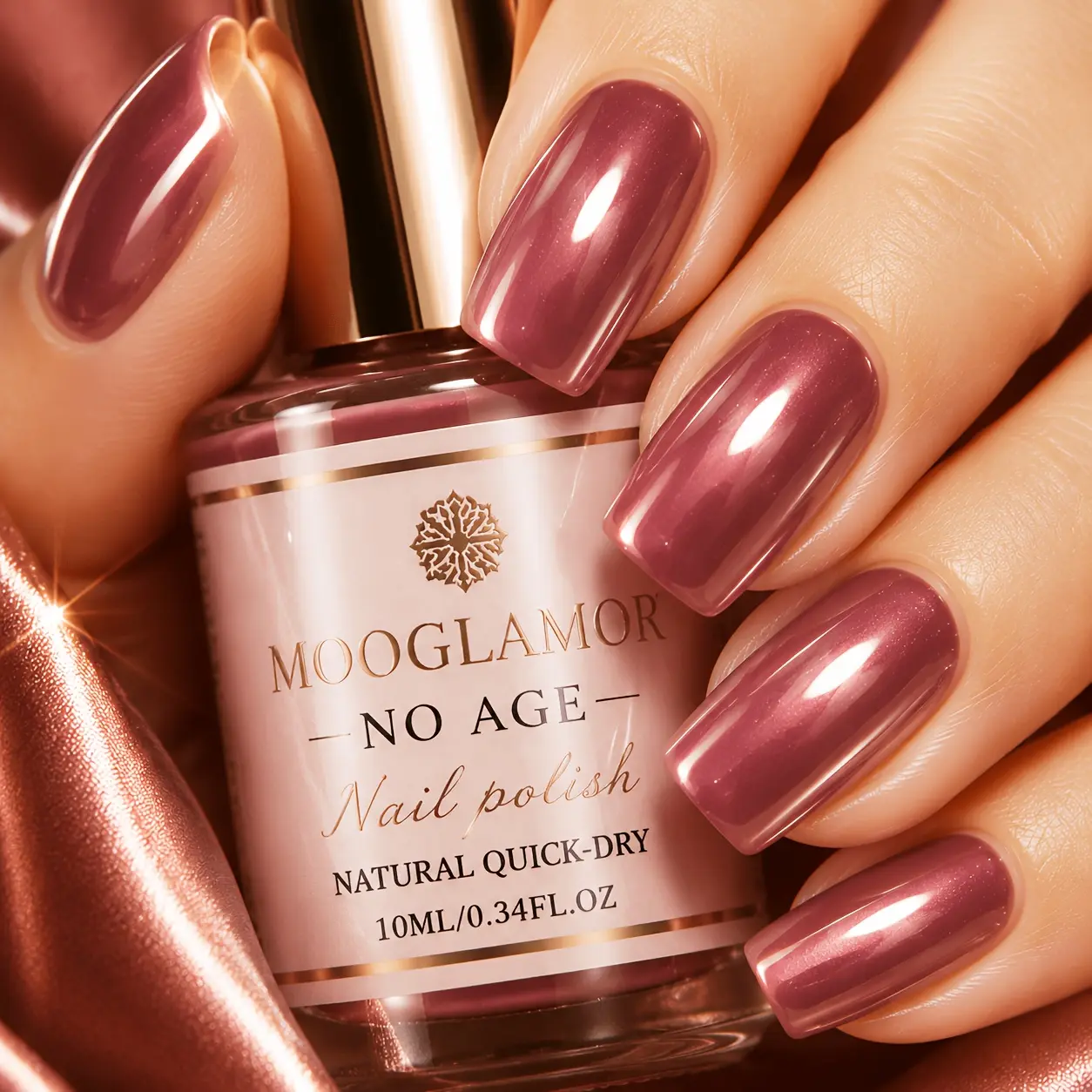 Rose Gold Mirror Nail Polish - Quick-Dry, Easy-Apply Cosmetic Metallic Shine Lacquer, Nail Supplies for Home Manicure & DIY Fingernail/Toenail Art