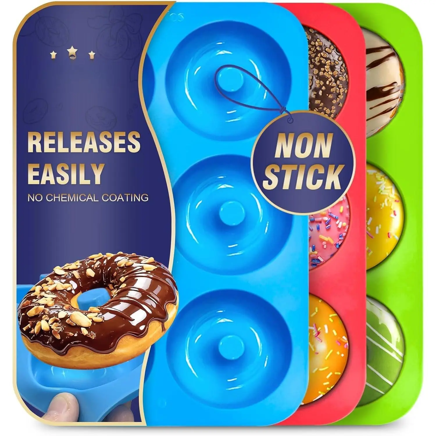Donut Mold - Non-Stick  Doughnut Pan Set, Heat Resistant, Make  Donut Cake Biscuit Bagels,  and Dishwasher Safe, Set of 2