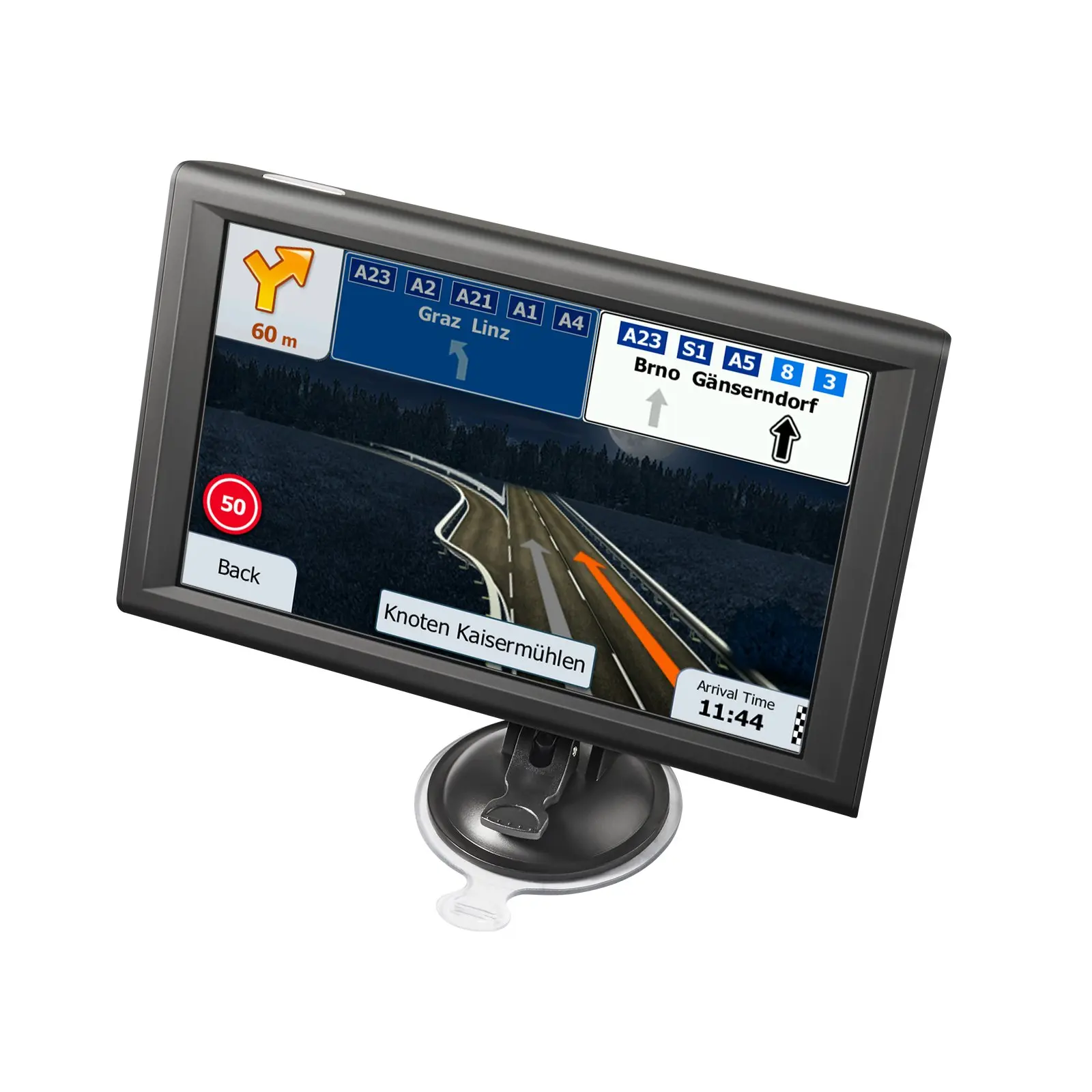 VEVOR 9 Inch Car GPS Navigator with Tempered Glass Anti-Glare Touchscreen, 16GB Storage, 1GB RAM, 2500mAh Battery, Built-in Dash Cam, Voice Turn-by-Turn Guidance, Speed & Red Light Warning, Custom Truck Routing, 5V/2.5A Car Charging Cable (for Trucks)