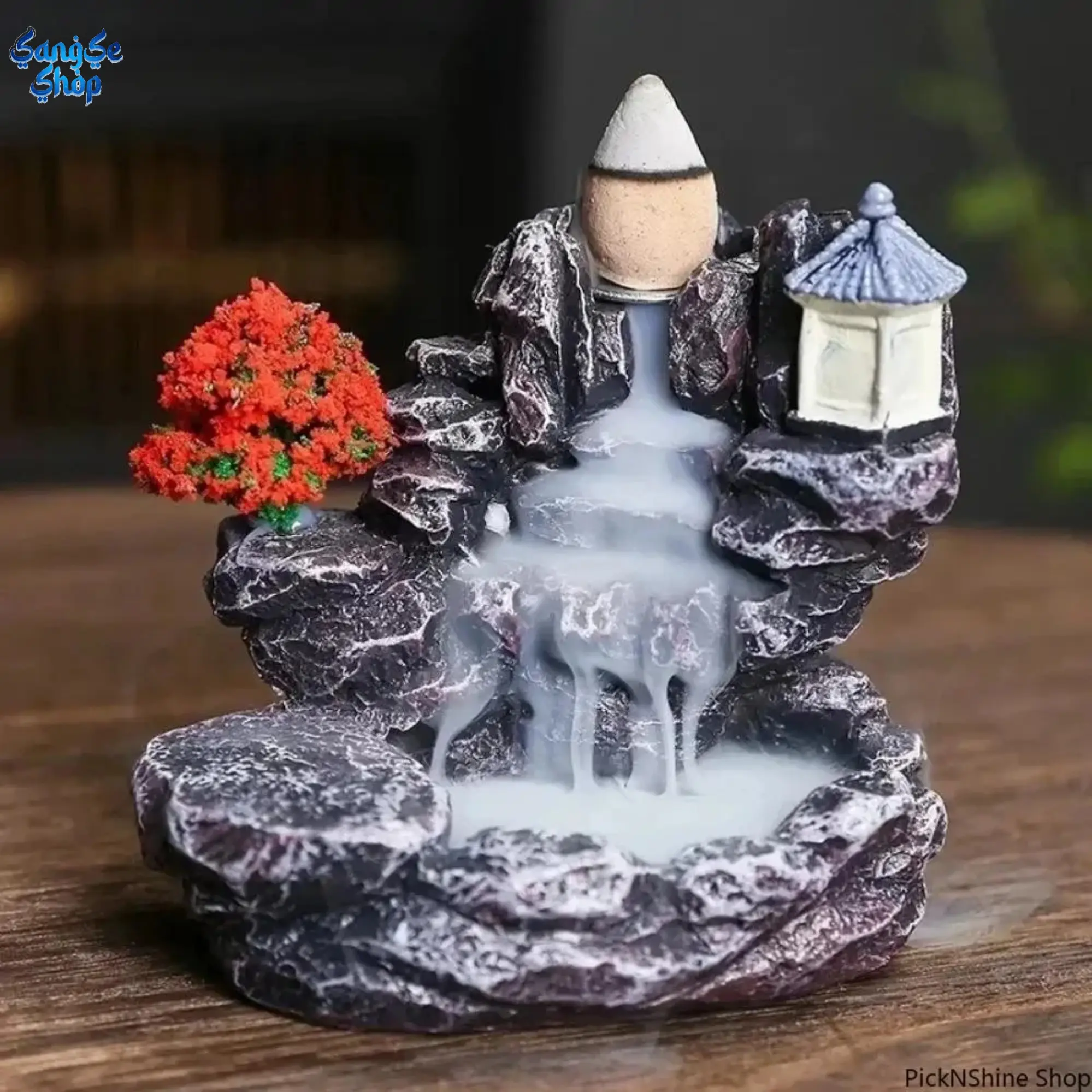 Droplet Backflow Incense Holder, Aesthetic Resin Waterfall Aroma Burner, Mountain Stream Smoke Diffuser for Home Fragrance, Relaxing Meditation Decor, Zen Desktop Ornament for Bedroom, Living Room & Office