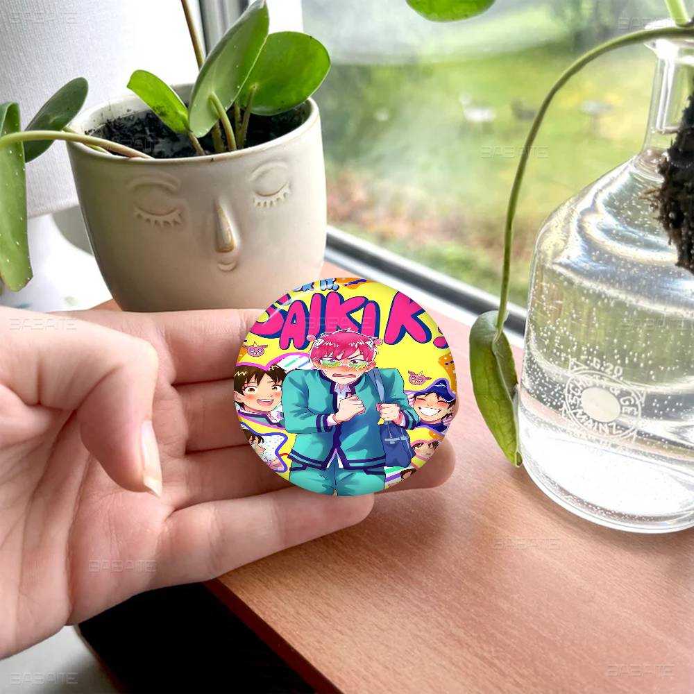Saiki K Japanese Anime 32/44/58mm Round Cartoon Brooches Handmade Pins For Backpack Jewelry Accessories Gifts Creative Badge