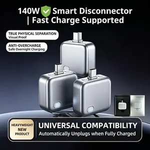 TypeC Hexibii 140W Physical-Disconnect Battery Guard - Auto & Self-Eject Charger, Smart Auto-Stop Accessory for iPhone 15/16/17/18 Series (Including Pro Models) , Laptops, Tablets, Anti-Overcharge Tech Accessories for Safe Overnight Use, Gift summerwins,s