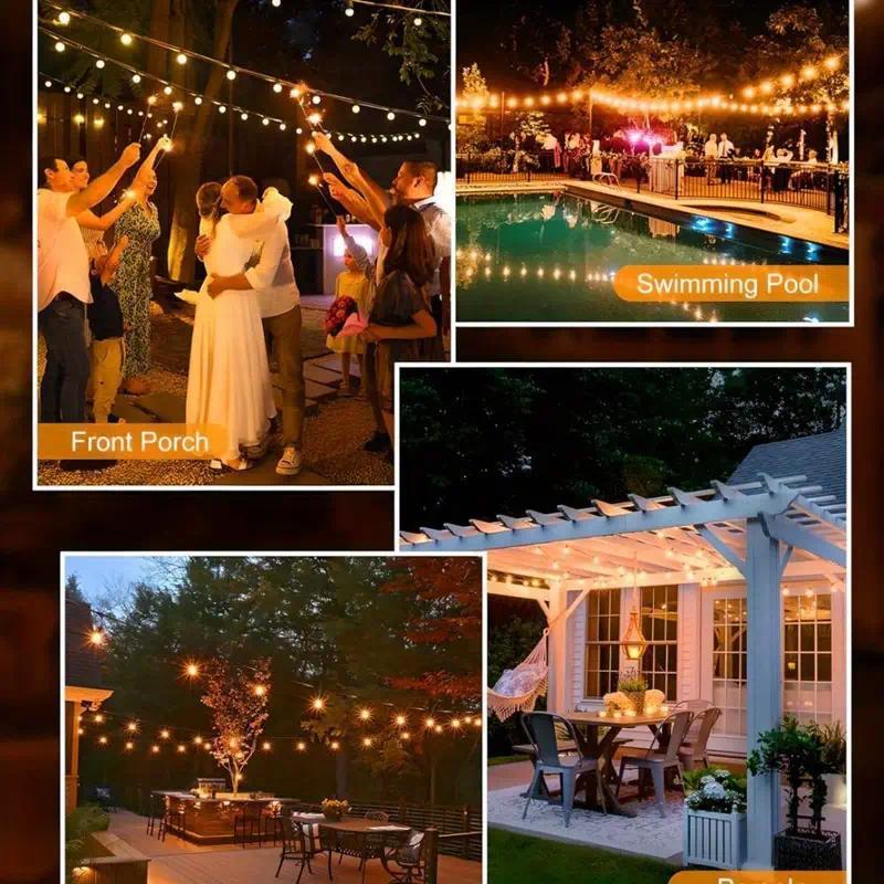 100FT/200FT Solar String Lights Outdoor With Remote, Dimmable Solar String Lights For Outside With Shatterproof Bulbs, G40 LED Patio Lights String Solar Powered, Hanging Lights For Yard Decor, Halloween, Christmas Decoration 100FT/200FT Solar String Lights Outdoor With Remote, Dimmable Solar String Lights For Outside With Shatterproof Bulbs, G40 LED Patio Lights String Solar Powered, Hanging Lights For Yard Decor, Halloween, Christmas Decoration