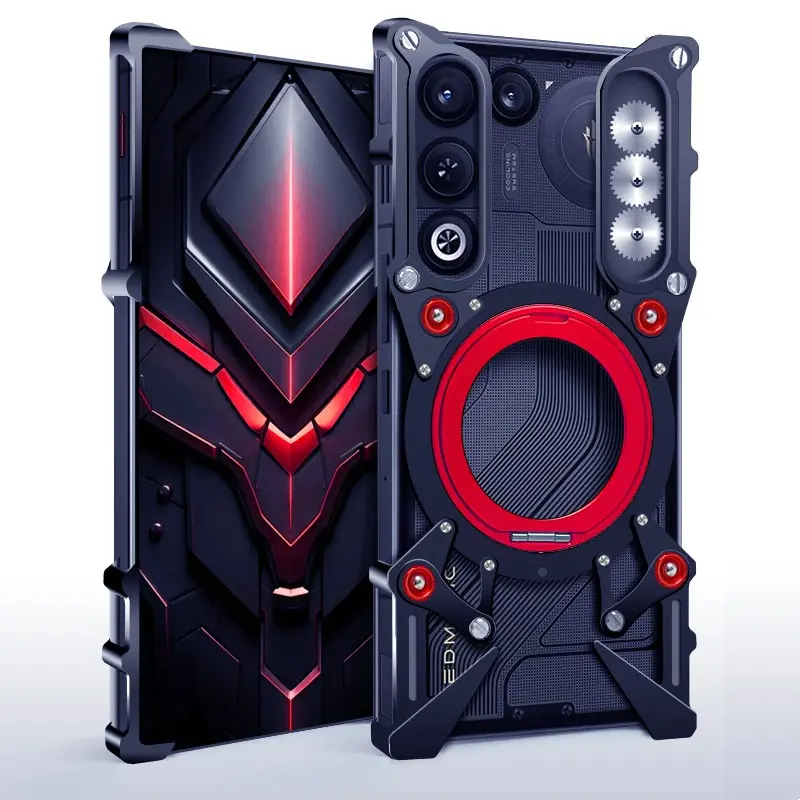 Shockproof Protective Metal Bumper Case Cellphone Protector For Nubia Z80 Ultra,Z70S Ultra,Z60 Ultra Leading,Axon 60,Z60S Pro,Z50S Pro,Z40 Pro,Z30 Pro,For RedMagic 11 Air ,11sPro+,11Pro+,10Air,8,9Pro case Aluminum Cover With ring holder